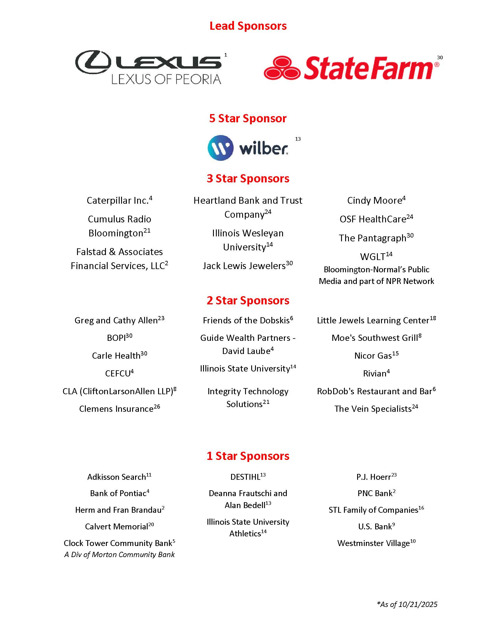 list of event sponsors.