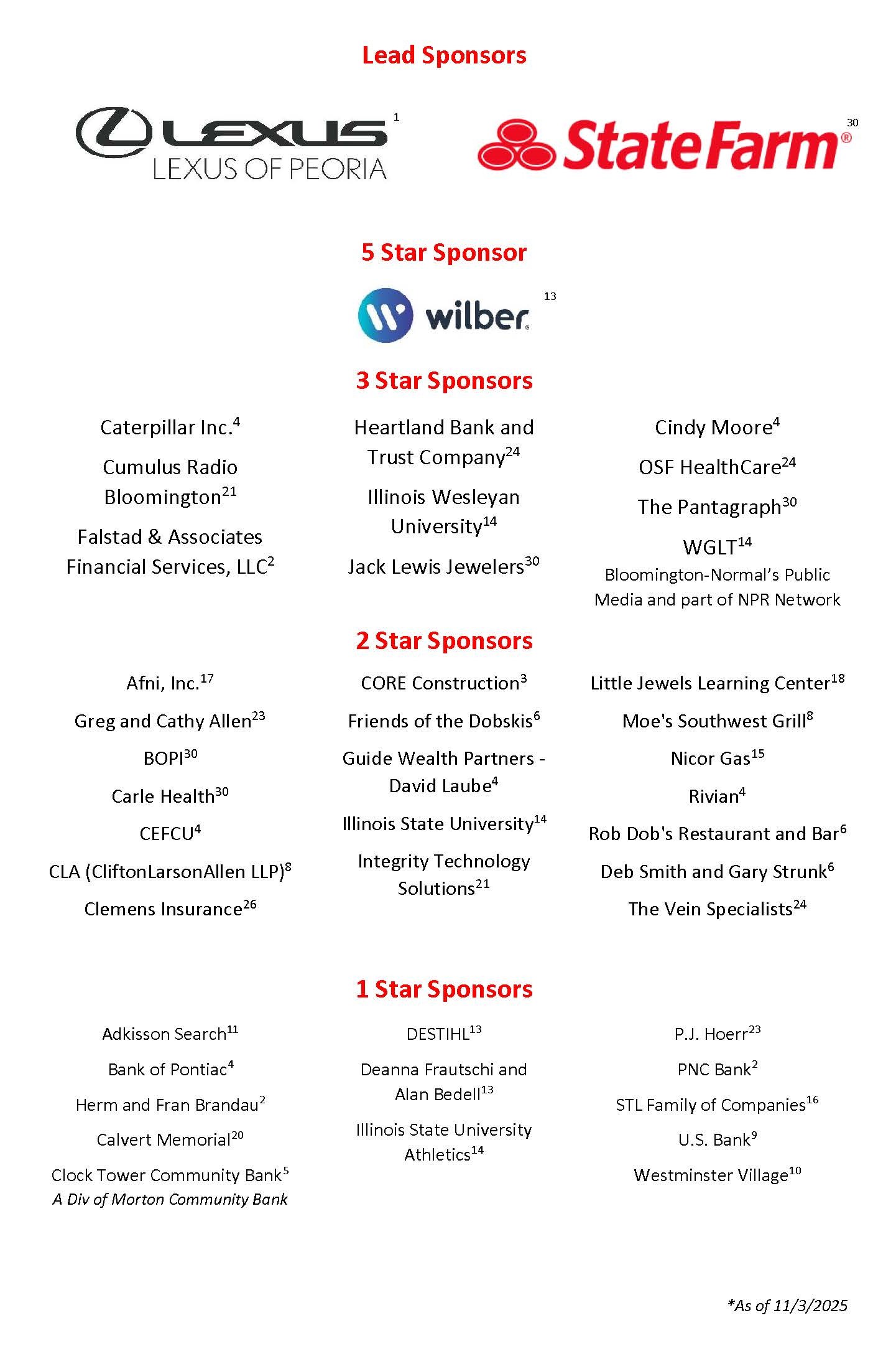 list of event sponsors.