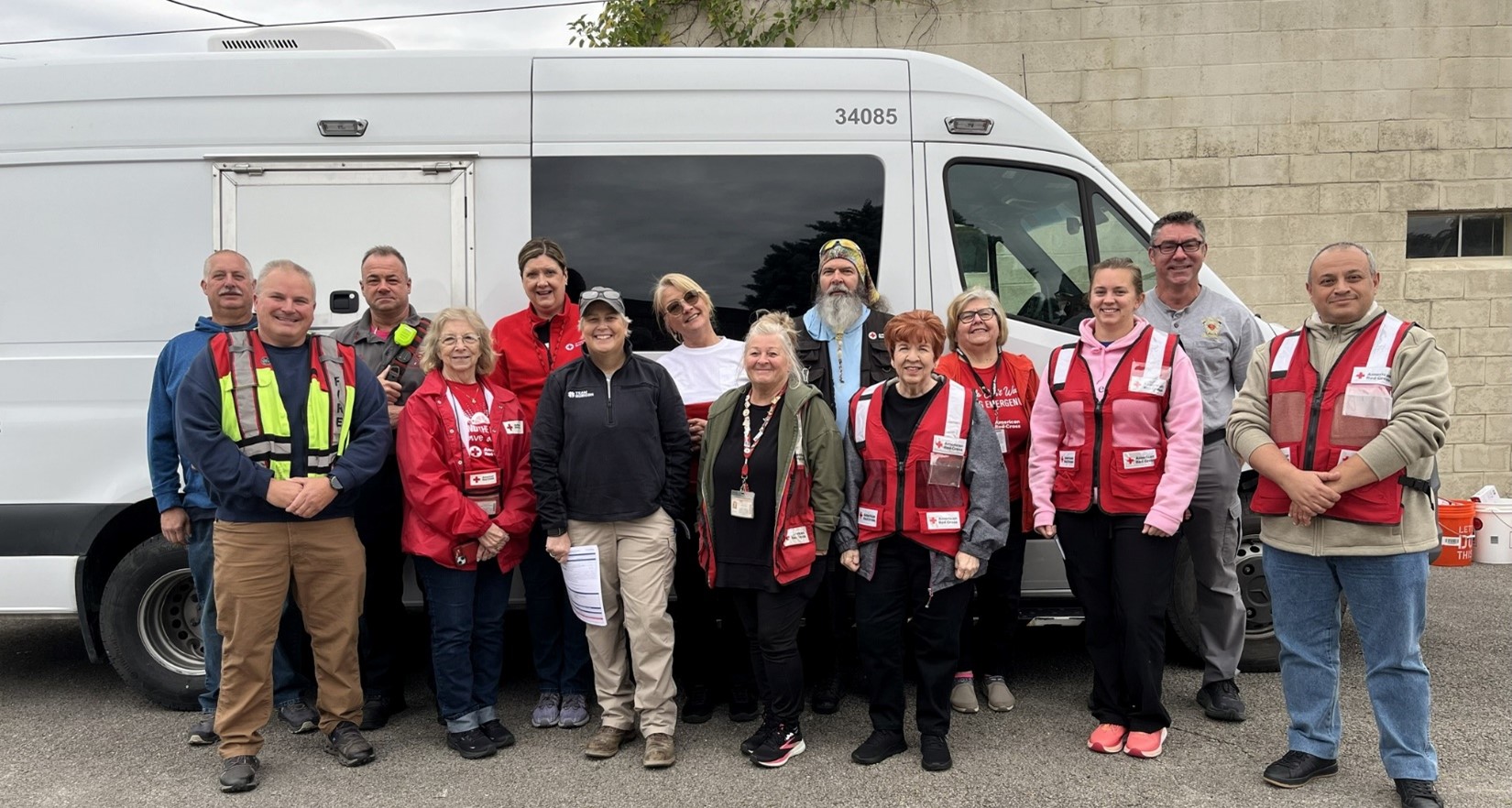 group of red cross volunteers in a group photo