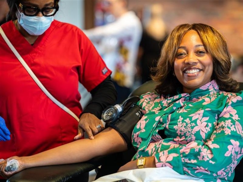 woman donating blood