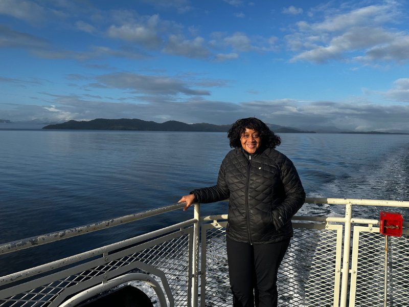 rosita smiling on boat