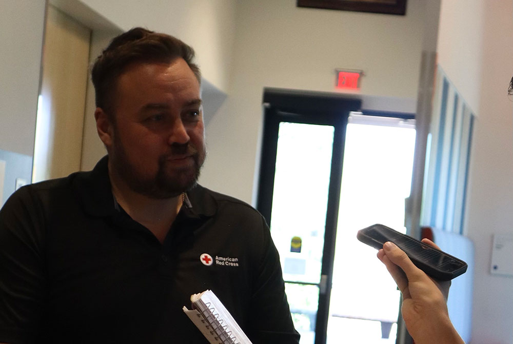 Northern Arizona Red Cross Chapter’s Executive Director, Henning Bry Larsen being interviewed.