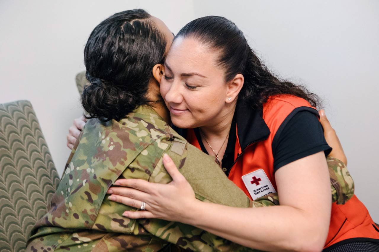 June 20, 2018. Washington, DC. Development SAF Stock Photography Project 2018.
Veteran Melissa Duffley has volunteered with different Lines of Service for the American Red Cross, but has recently become more involved with the Service to Armed Forces, due to her personal connection. She believes the work she does is important because "these soldiers need a little comfort, they're dealing with a lot. They're struggling maybe with PTSD, injuries, being separated from their families." In addition to helping soldiers and veterans, she enjoys helping military families, especially children. " I helped with a children's resiliency training program. We were in a group with teenagers who talked about what was going on with them." Her experiences, thus far have already showcased the good SAF and the American Red Cross can accomplish. She urges others to give back and ease the pain of others, too "any little bit helps. There's always an opportunity to fill any type of void and give your time."
Photo by Roy Cox/American Red Cross
