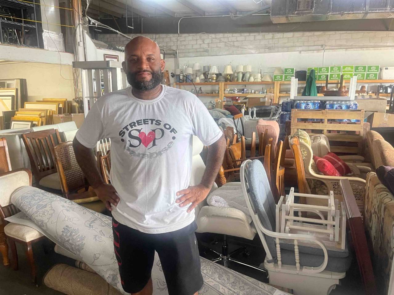 Greg Cruz in his warehouse