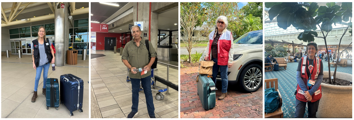 Compilation photo of four volunteers preparing to deploy.