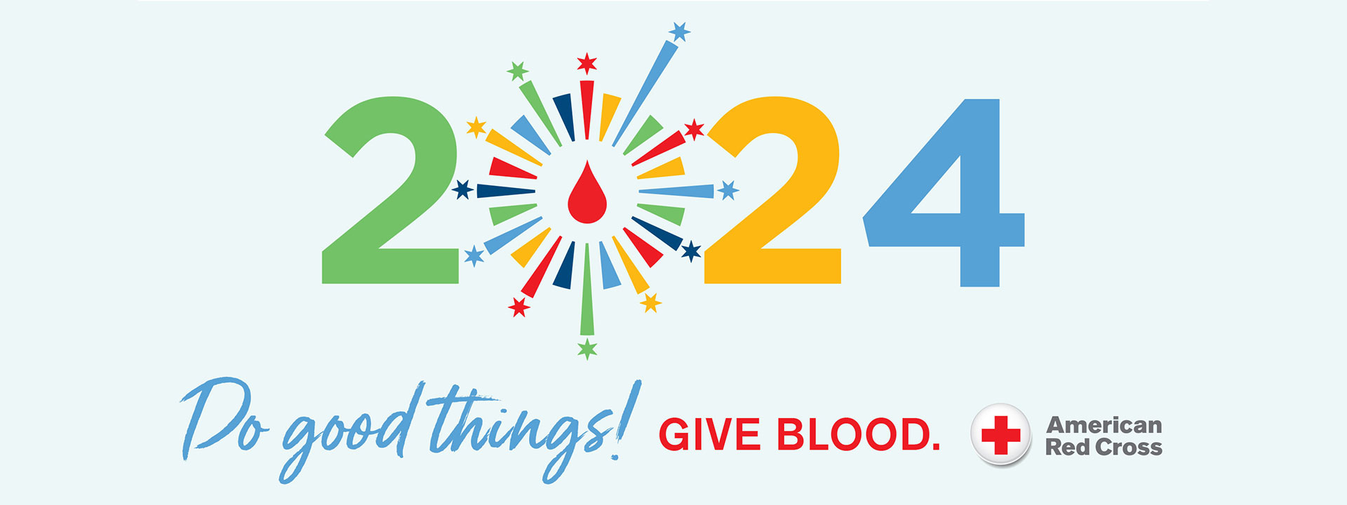 2024 with drawing of blood drop and shooting stars as the 0