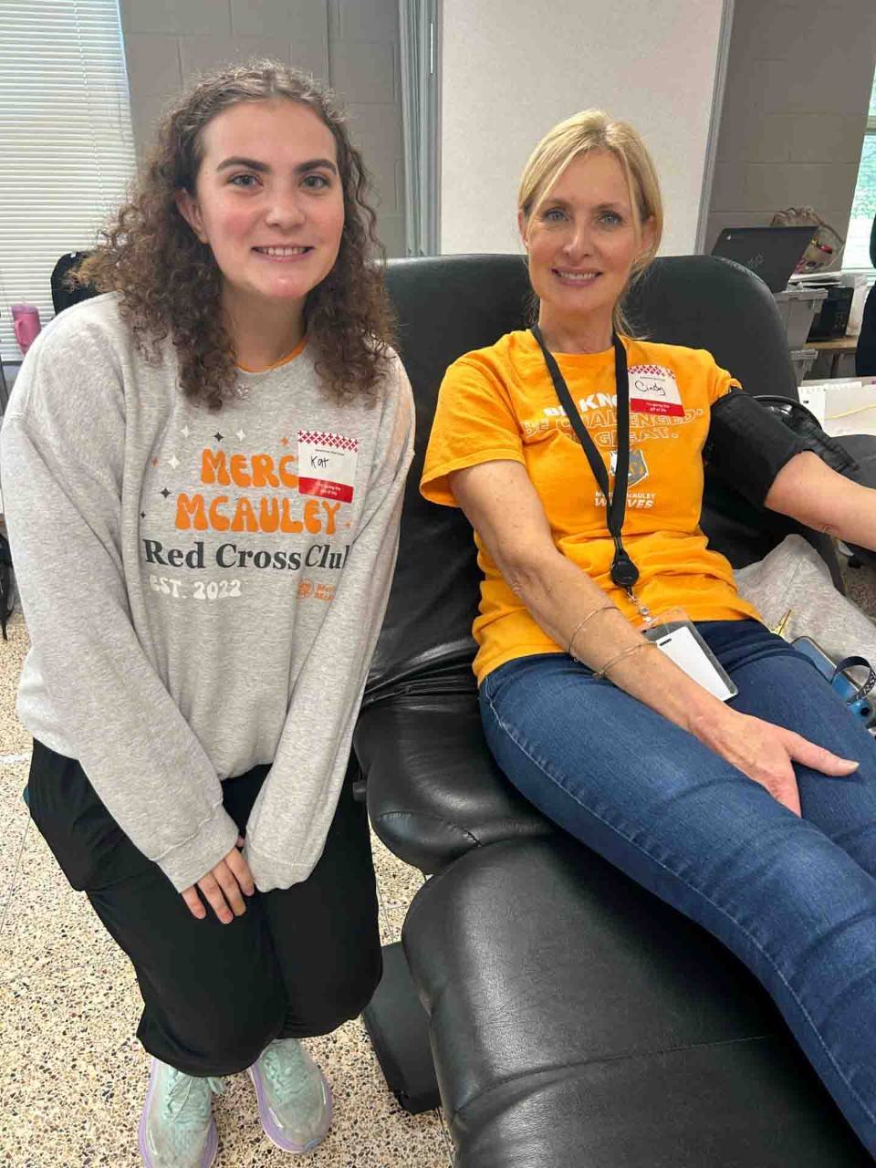 Mercy McAuley High School student Kat Bowman and advisor Cindy Werner.