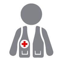 volunteer in red cross vest icon