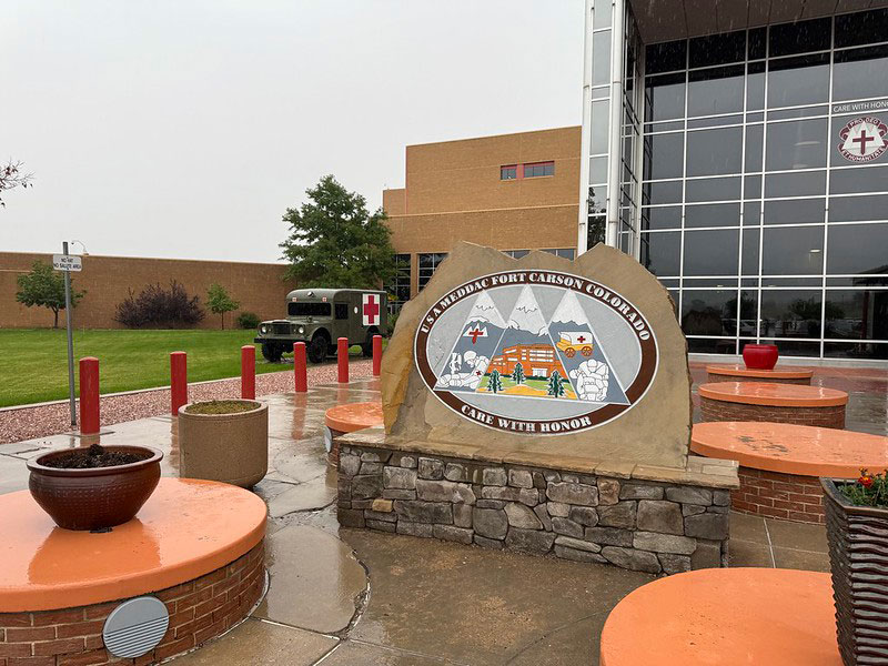 outside of USA Meddac Fort Carson Colorado building.