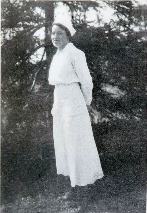 Mary Nurney in nurse outfit.