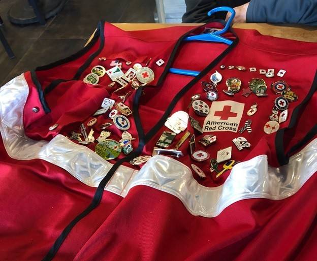 Volunteer Jerry Walker's Red Cross vest