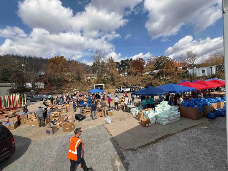 Volunteers at a community event in Spruce Pine. 