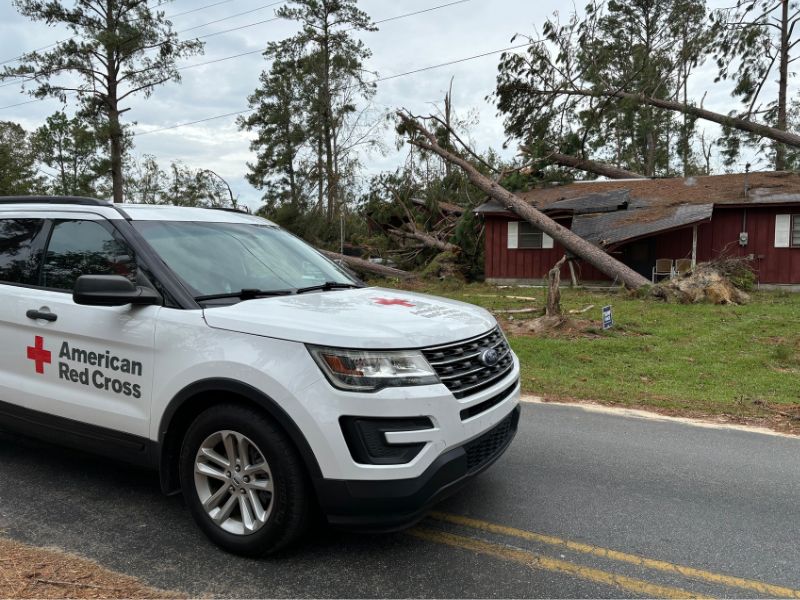 volunteers at scenes of hurricane damage