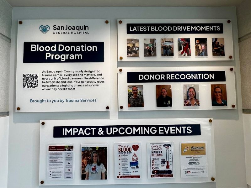 close up of plaques highlighting donor recognition