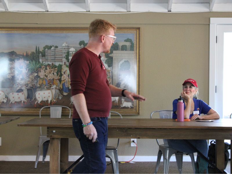two people speaking during presentation