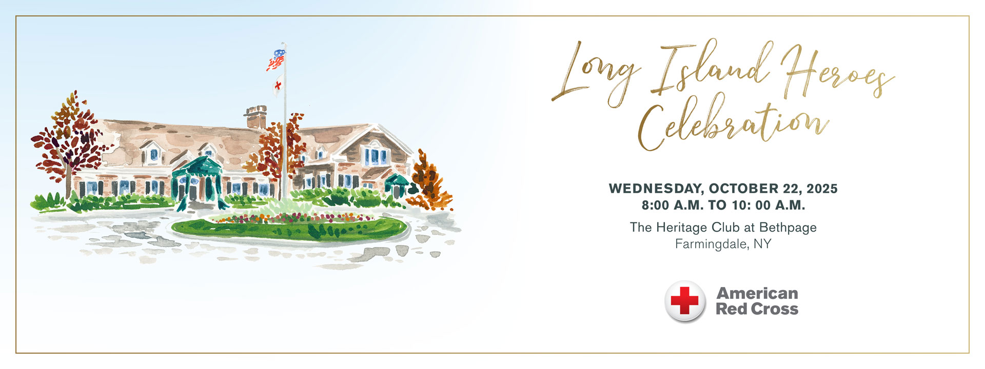 long island heroes celebration banner with painting of the heritage club at bethpage.