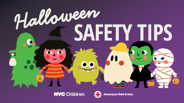 Halloween safety tips graphic.