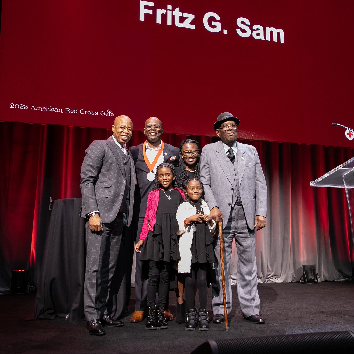Red Cross hero and family at the gala