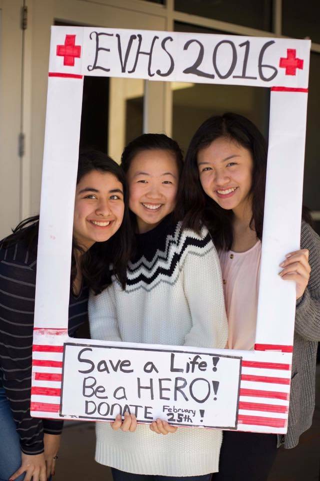 Joanna Hu and classmates at EVHS 2016