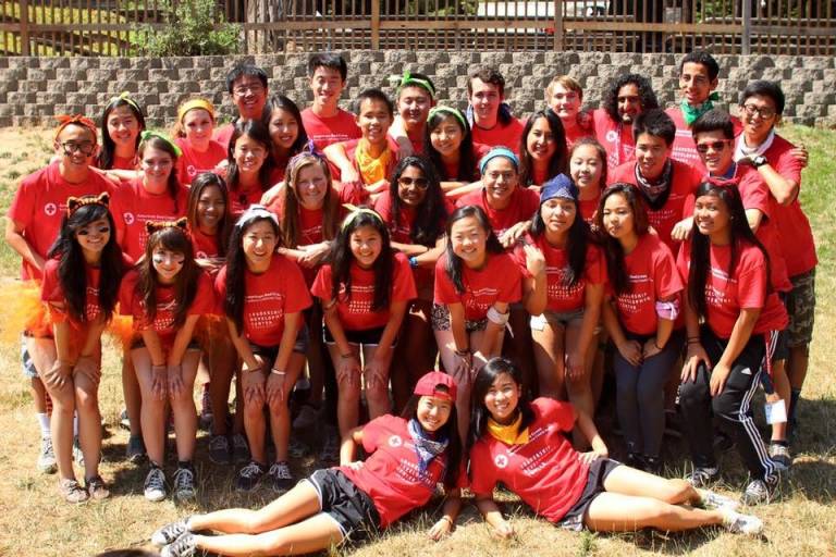 Joanna Hu with classmates at a volunteer event
