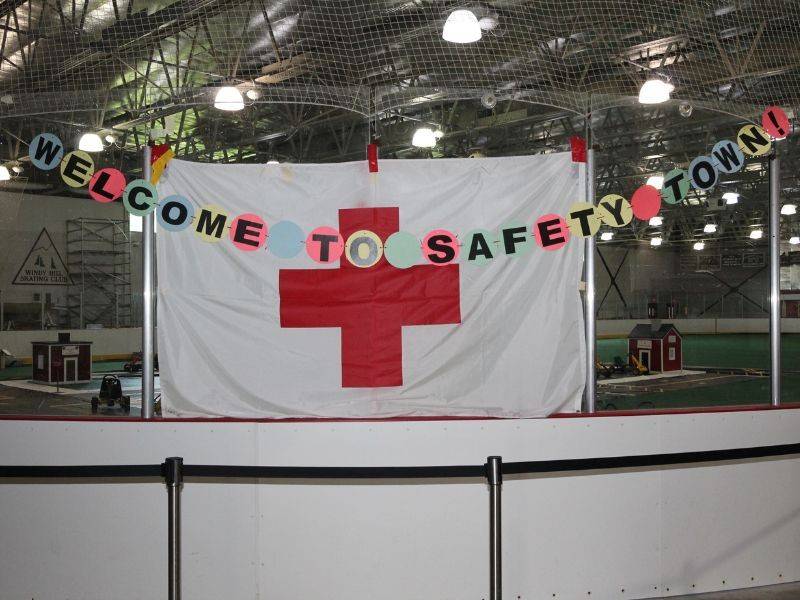 red cross safety town banner