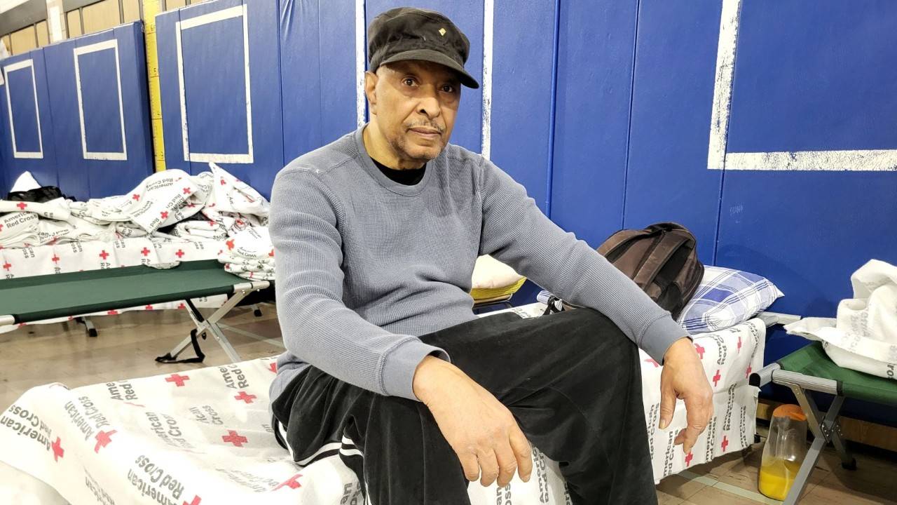 charles wilson in red cross shelter