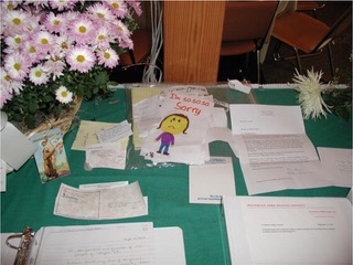 Cards and Flowers sent to the Family Assistance Center