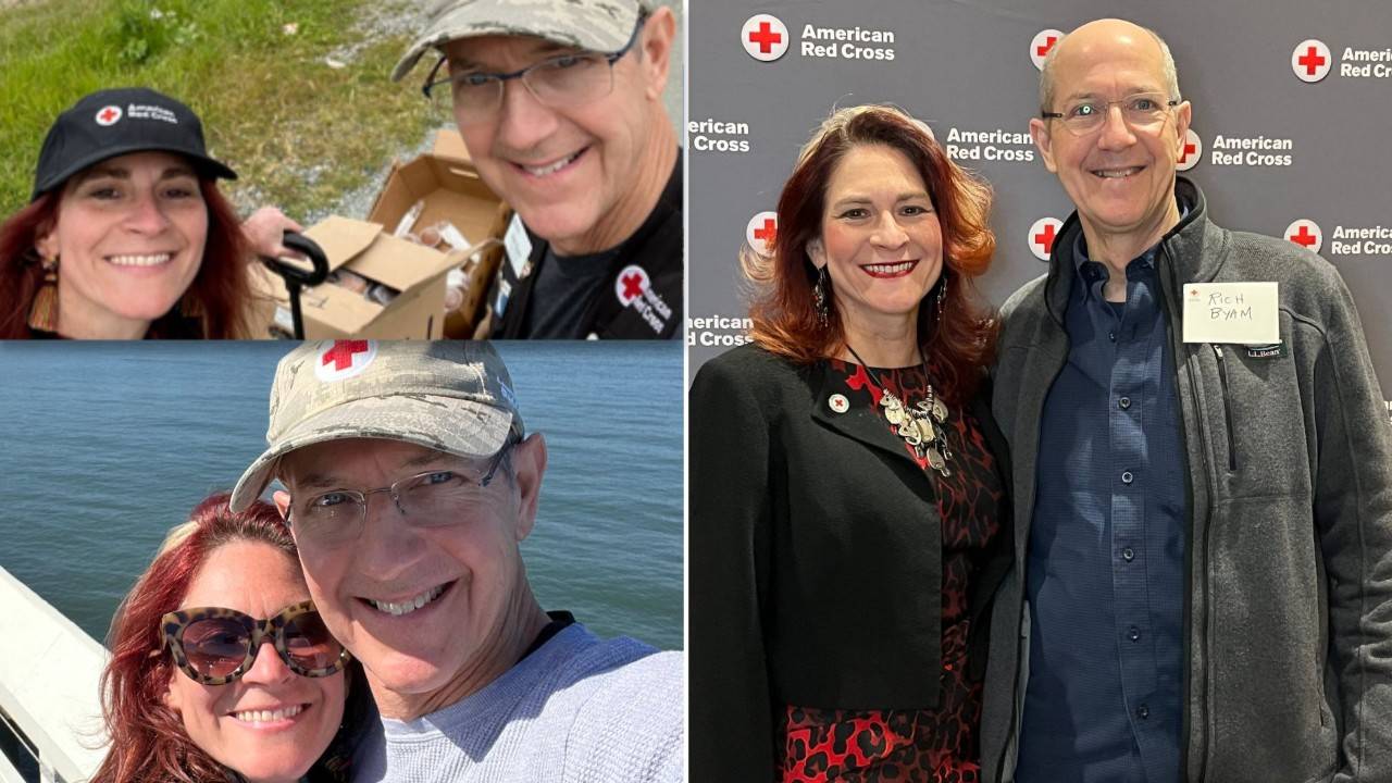 Three photo collage of Kat Walsh and Rich Byam.