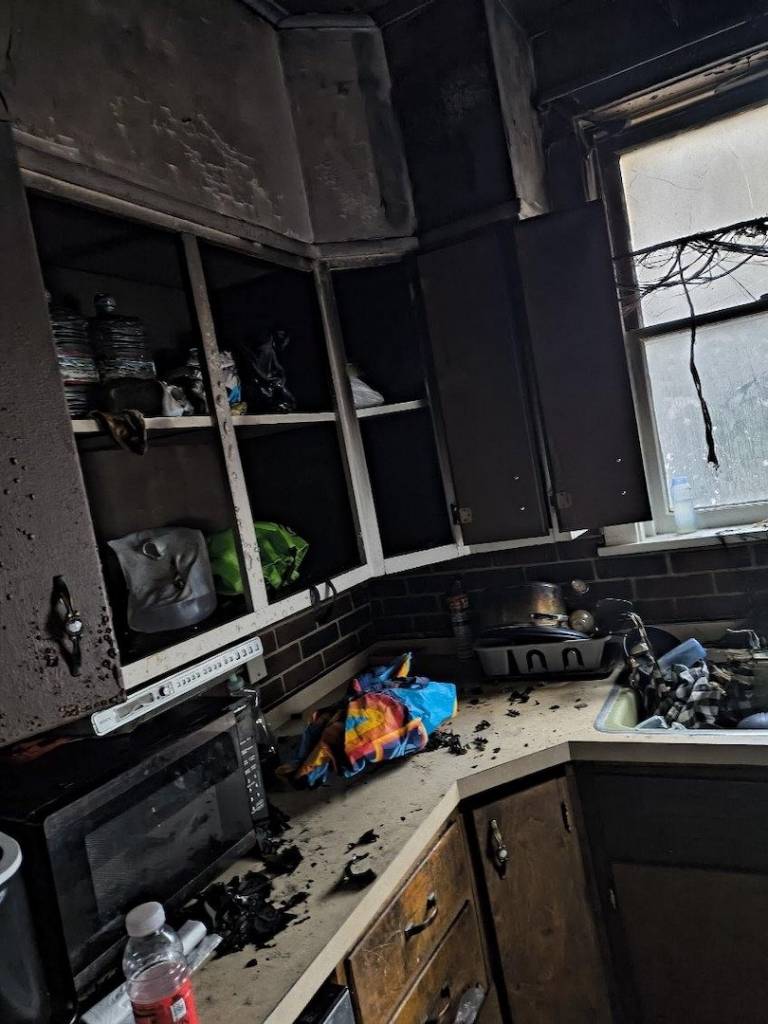 Image of charred kitched after home fire