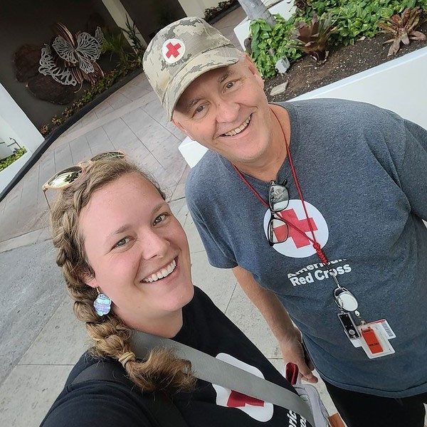 Paul Bamman and another Red Cross volunteer selfie