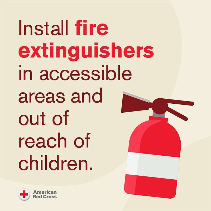 Fire extinguisher with message about where to install them