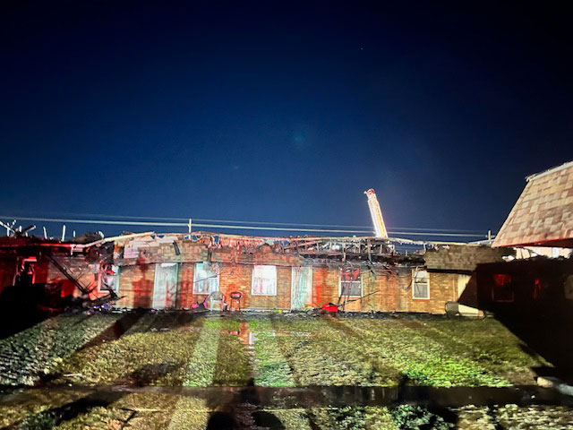 Burned apatments building.