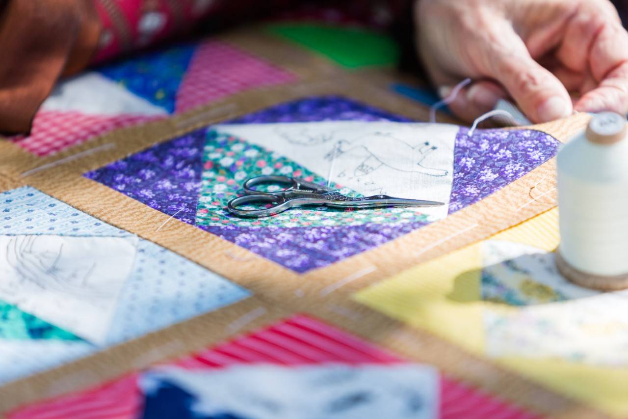 Handmade quilt from vintage fabric.