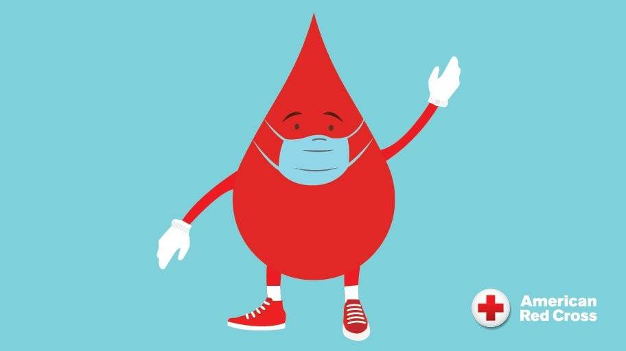 Blood drop with mask icon on teal background