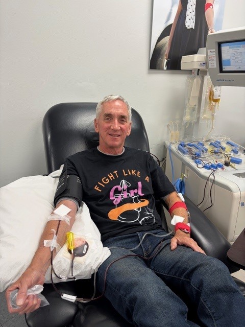 man donating blood
