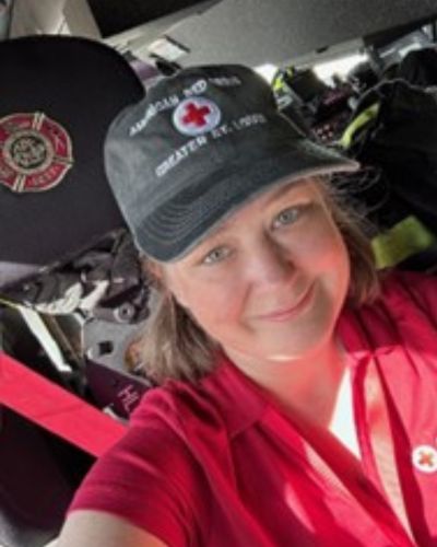 ashley mott in red cross attire