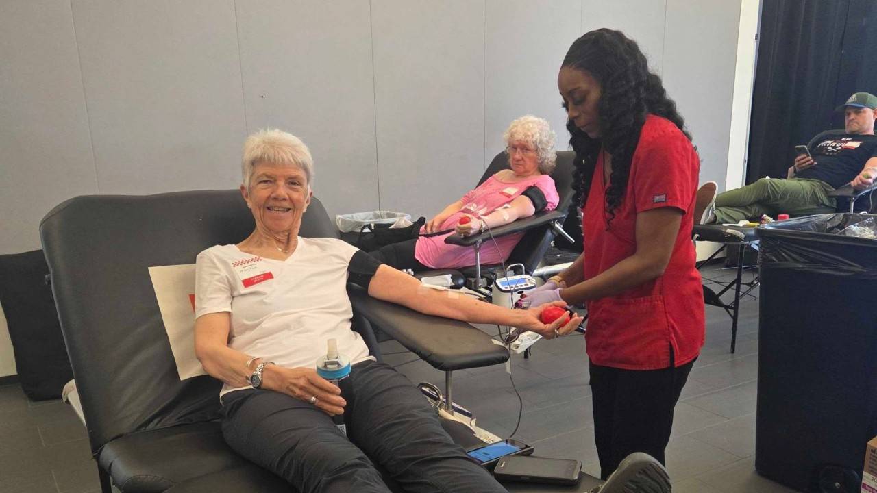 woman donating blood