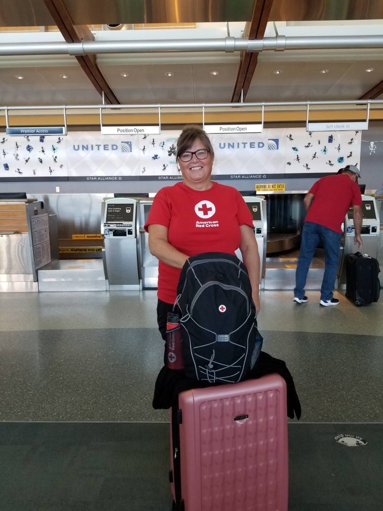 Sherry Israel recently received the Roy Eiguren Leadership Award, an honor given to the volunteer in the Idaho and East Oregon chapter who demonstrates exceptional service and leadership. In this picture, Sherry is preparing to deploy to Floridao help after Hurricane Ian.