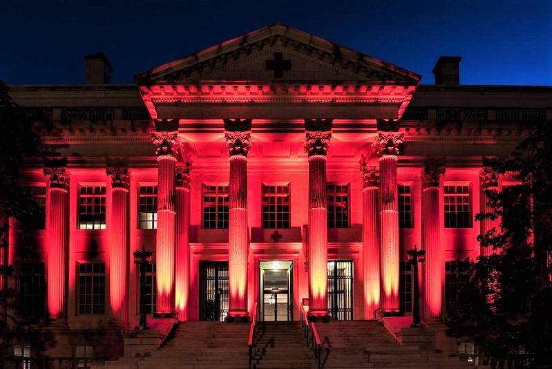 Red Cross Headquarters Goes Red
