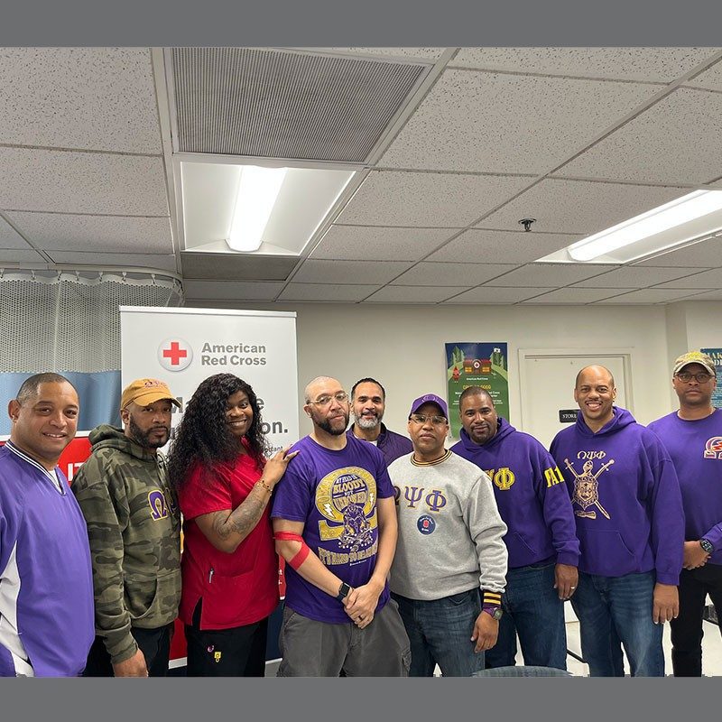 Group photo at Red Cross blood donation center