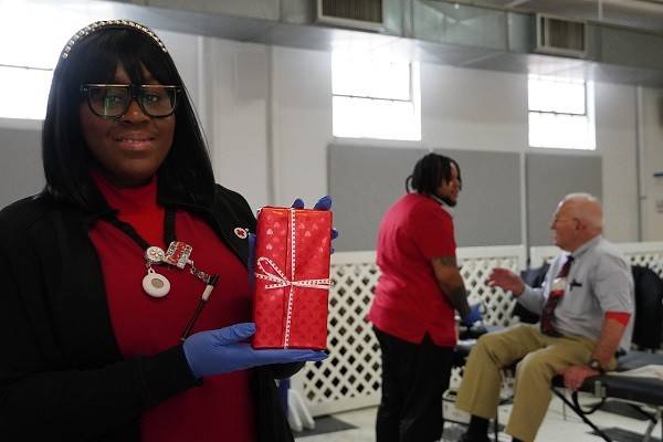Volunteer John Burns at blood drive