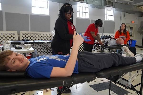Donor at Volunteer John Burns' blood drive