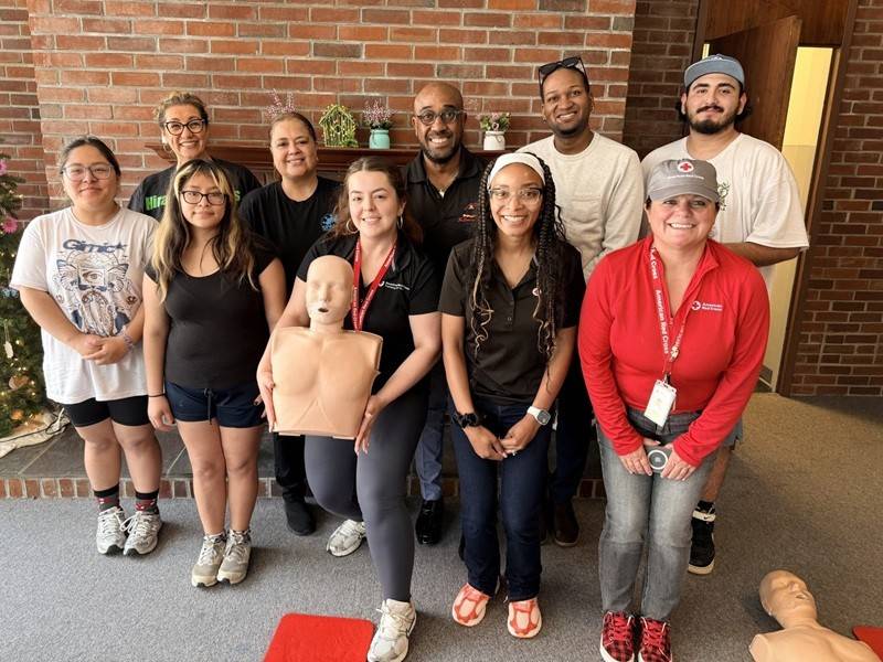 Red Cross volunteers and partners pictured following a Spanish-language CPR/AED and First Aid class