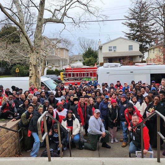 Group pic of Red Cross volunteers at Asbury Park during MLK Day.