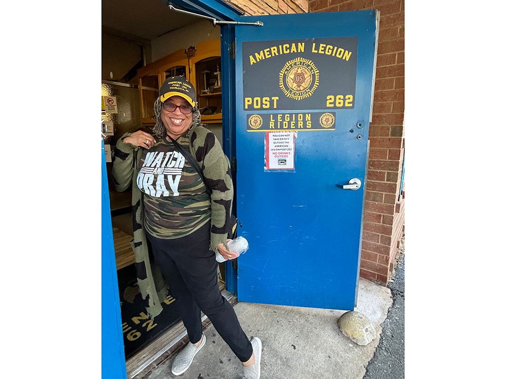 American Legion Post 262 member posing at Charlotte location.