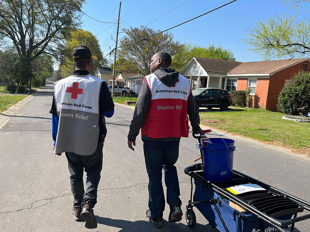 American Legion members canvass the Reid Park and Ponderosa-Wingate neighborhoods in Charlotte for Sound the Alarm.