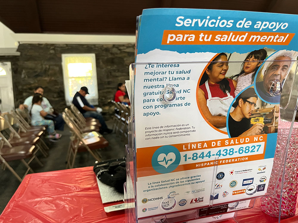services pamphlets on a table.