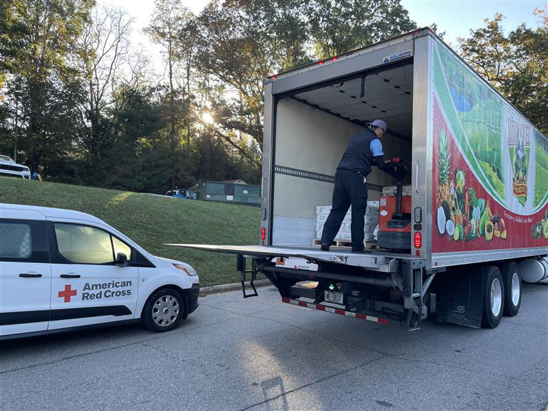 Photo of truck loaded with supplies to support communities affected by Hurricane Helene in North Carolina.