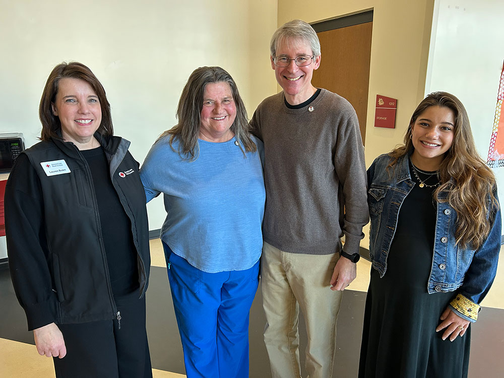 Group photo of Lejeune High School Nurse and Teacher with Red Cross employees.