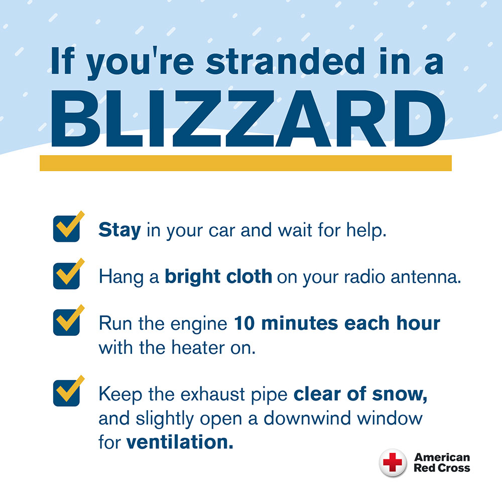Graphic telling you what to do if stranded during a blizzard.